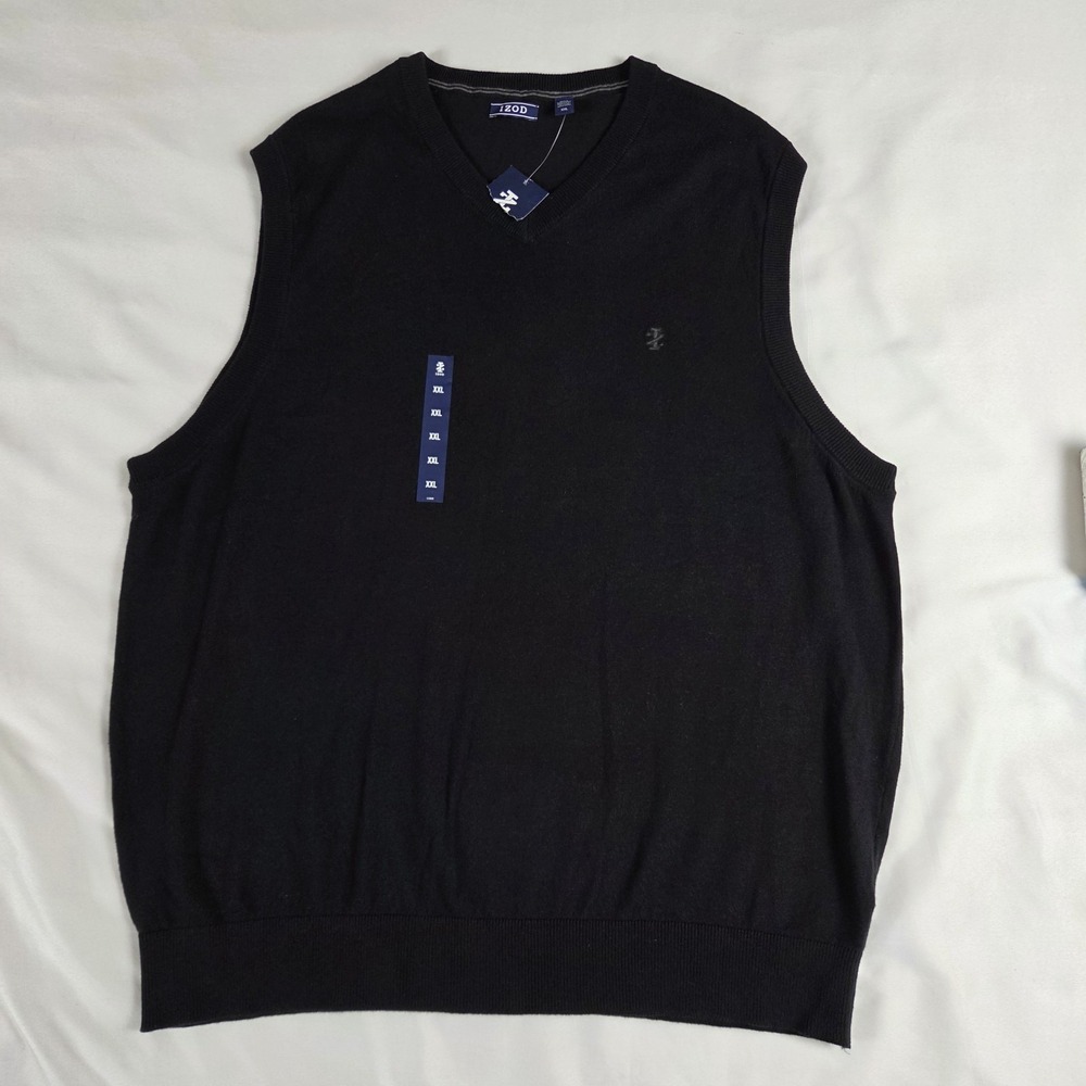IZOD  Mens black knit sweater vest size XXL NWT